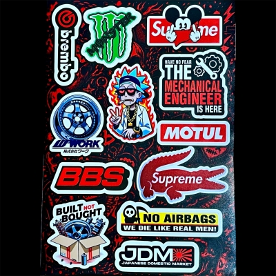 پک برچسب استیکر سلفون دار tuning کد 20 سایز A4